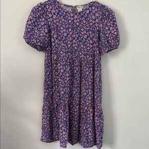 Crewcuts Pink and Purple Tiered Sundress with Puff Sleeves